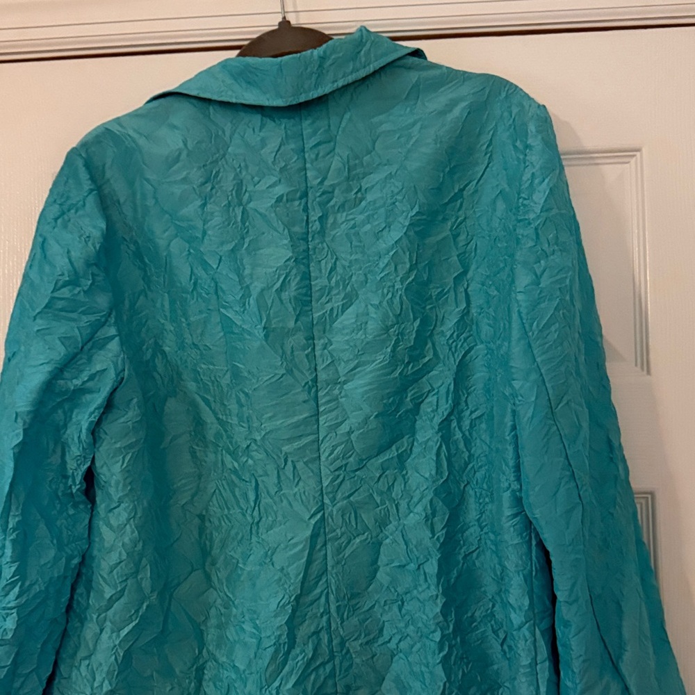 Chico's Turquoise Crinkle-Texture Jacket - Picture 4 of 4